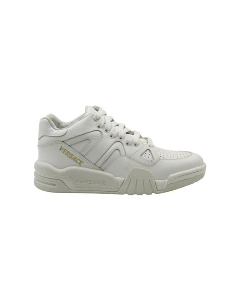 Versace Ophion Paneled Sneakers in White Leather 